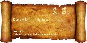 Kuchár Baksa névjegykártya